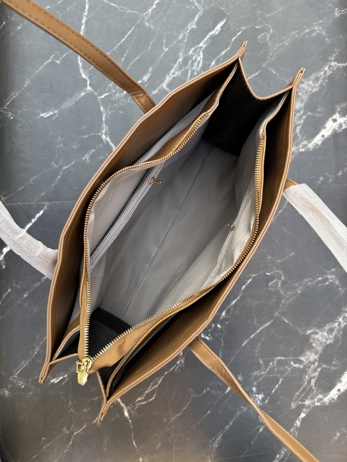 Premium 3 Compartment Tote Bag -Khaki