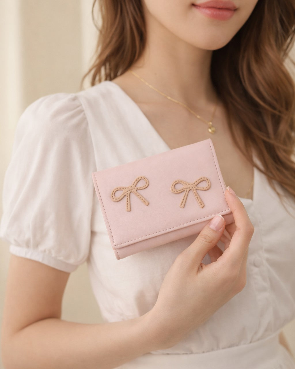 Bow Mini Trifold Wallet - Pink
