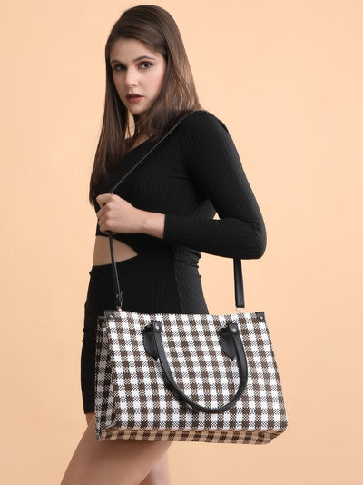 Check Tote Bag - Brown