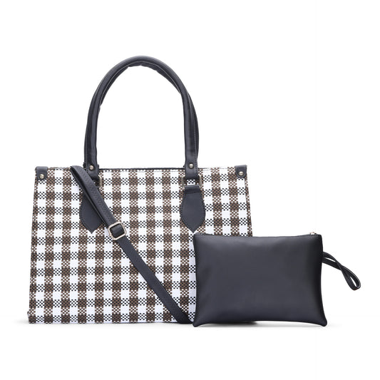 Check Tote Bag - Brown