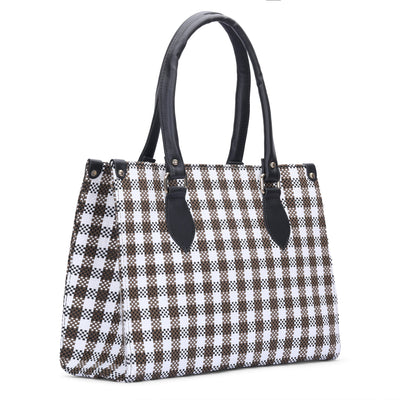 Check Tote Bag - Brown