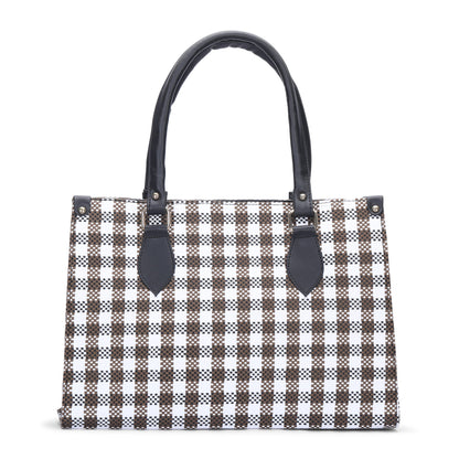 Check Tote Bag - Brown