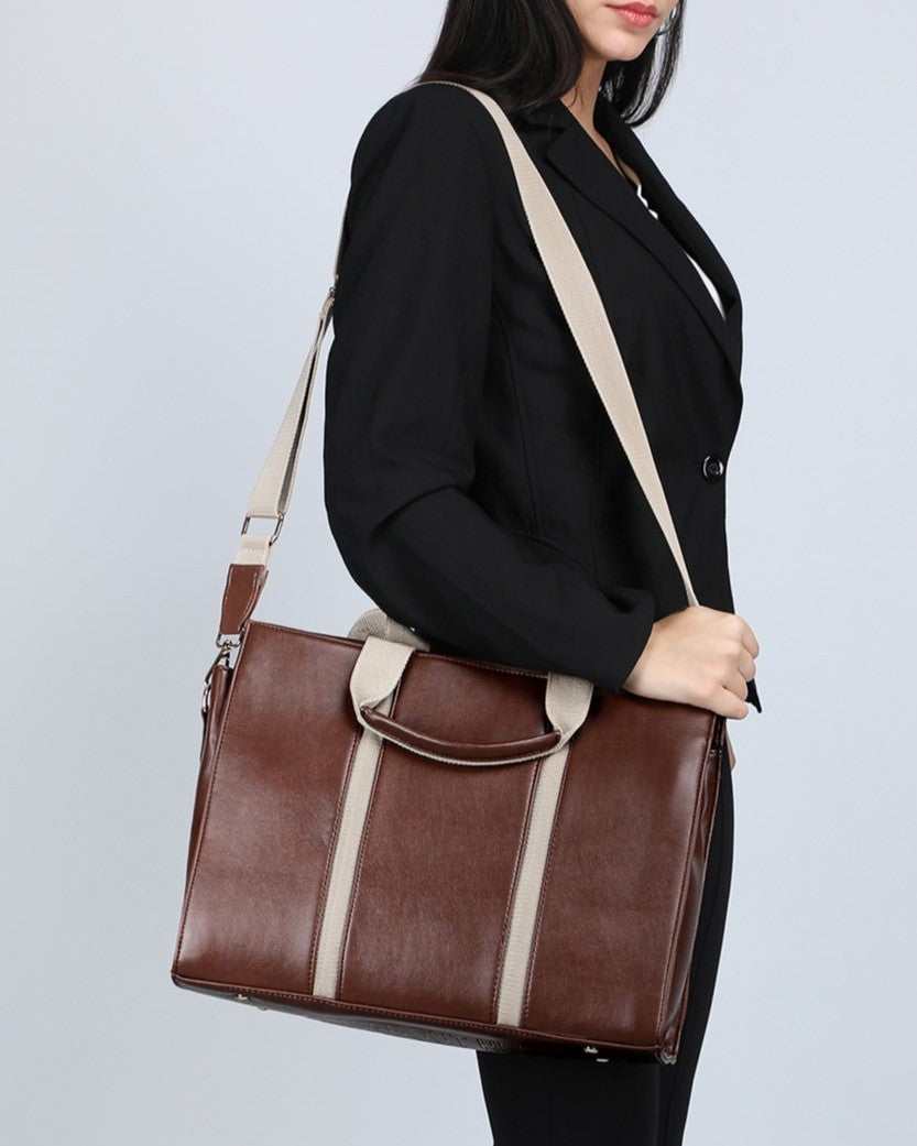 The Madam Laptop Tote Bag - Brown