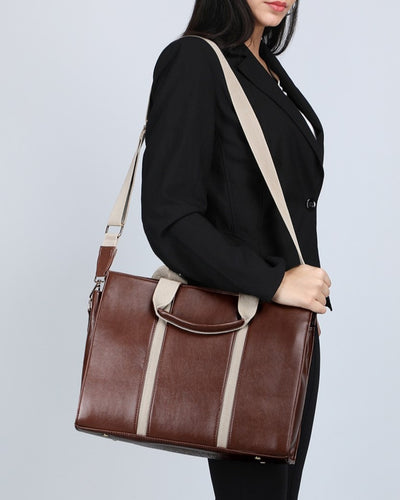 The Madam Laptop Tote Bag - Brown