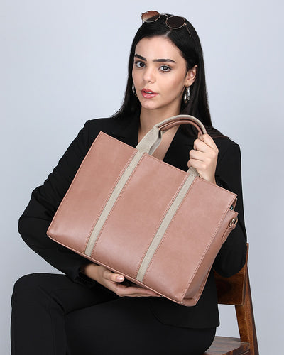 The Madam Laptop Tote Bag - Nude Pink