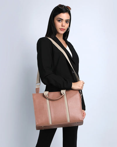 The Madam Laptop Tote Bag - Nude Pink