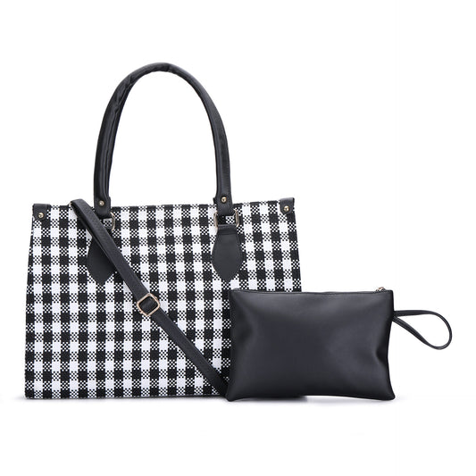 Check Tote Bag - Black