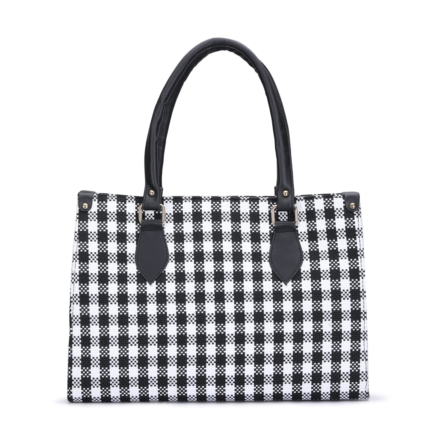 Check Tote Bag - Black