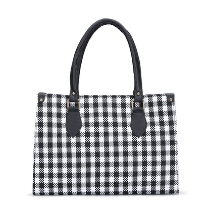 Check Tote Bag - Black