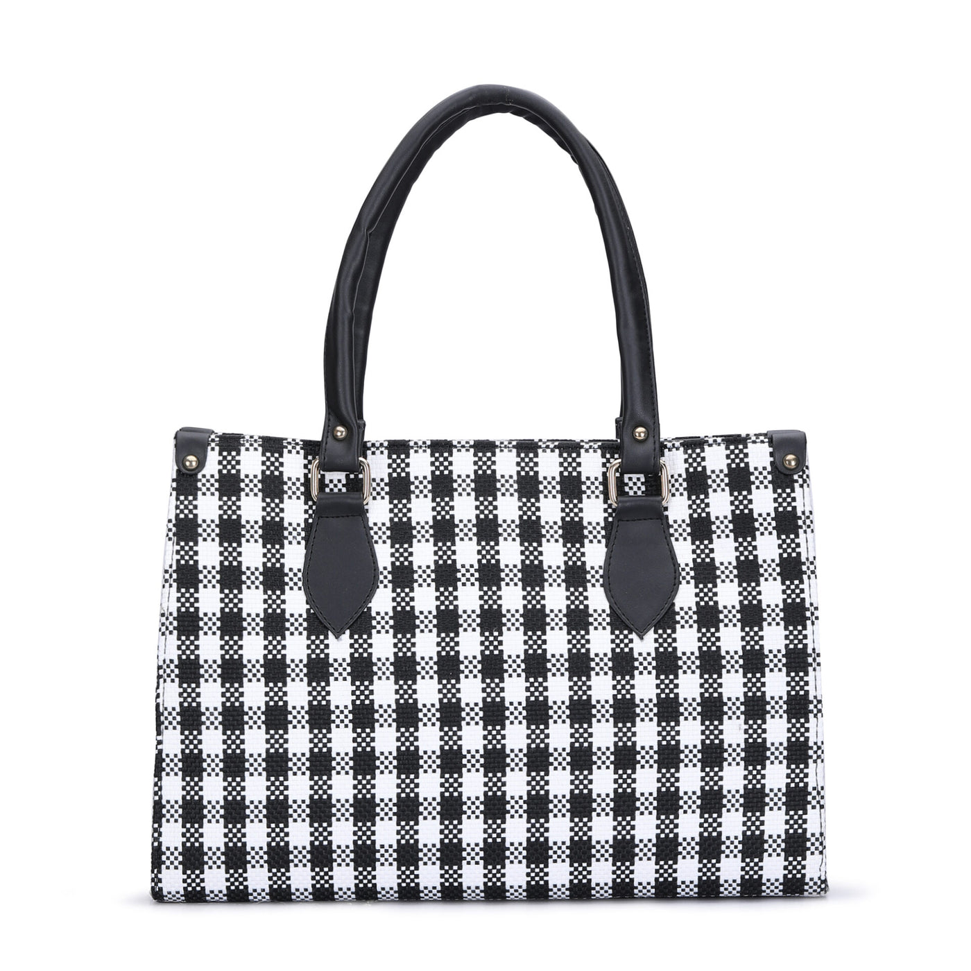 Check Tote Bag - Black
