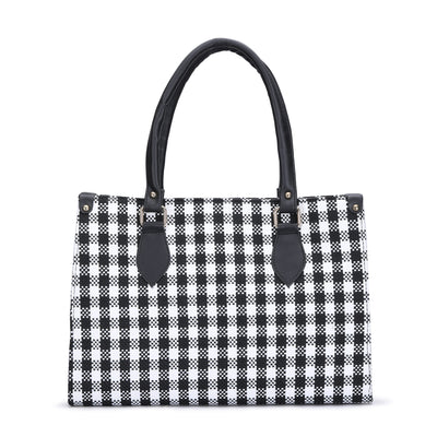 Check Tote Bag - Black