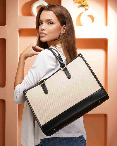 Day To Day Laptop Tote Bag - Black & White