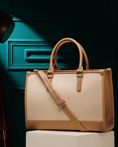 Day To Day Laptop Tote Bag - Beige