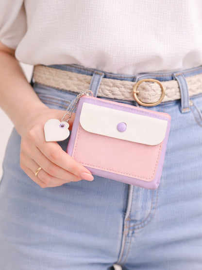 Pastel Pop Charm Mini Wallet -Purple