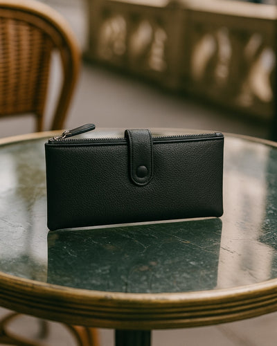 Double Pocket Soft Wallet - Black