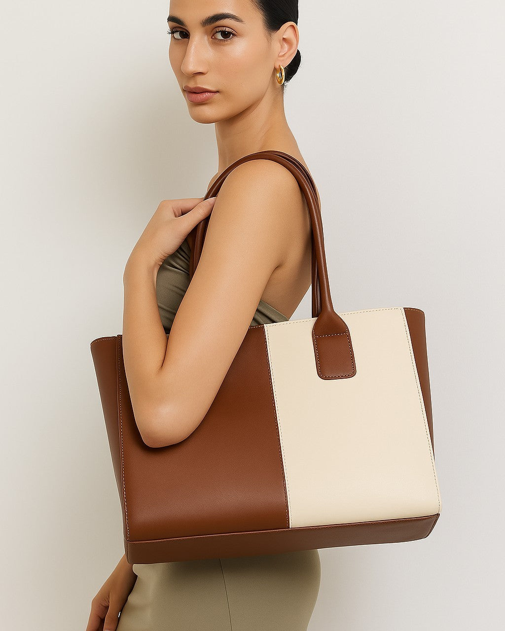 Modern Luxe Laptop Tote Bag - Brown