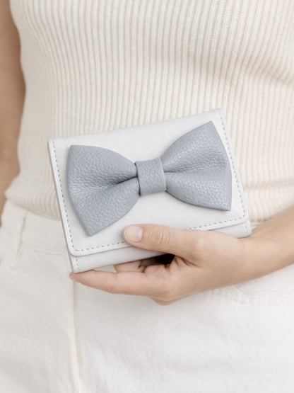 Korean Bow Mini Trifold Wallet - Blue