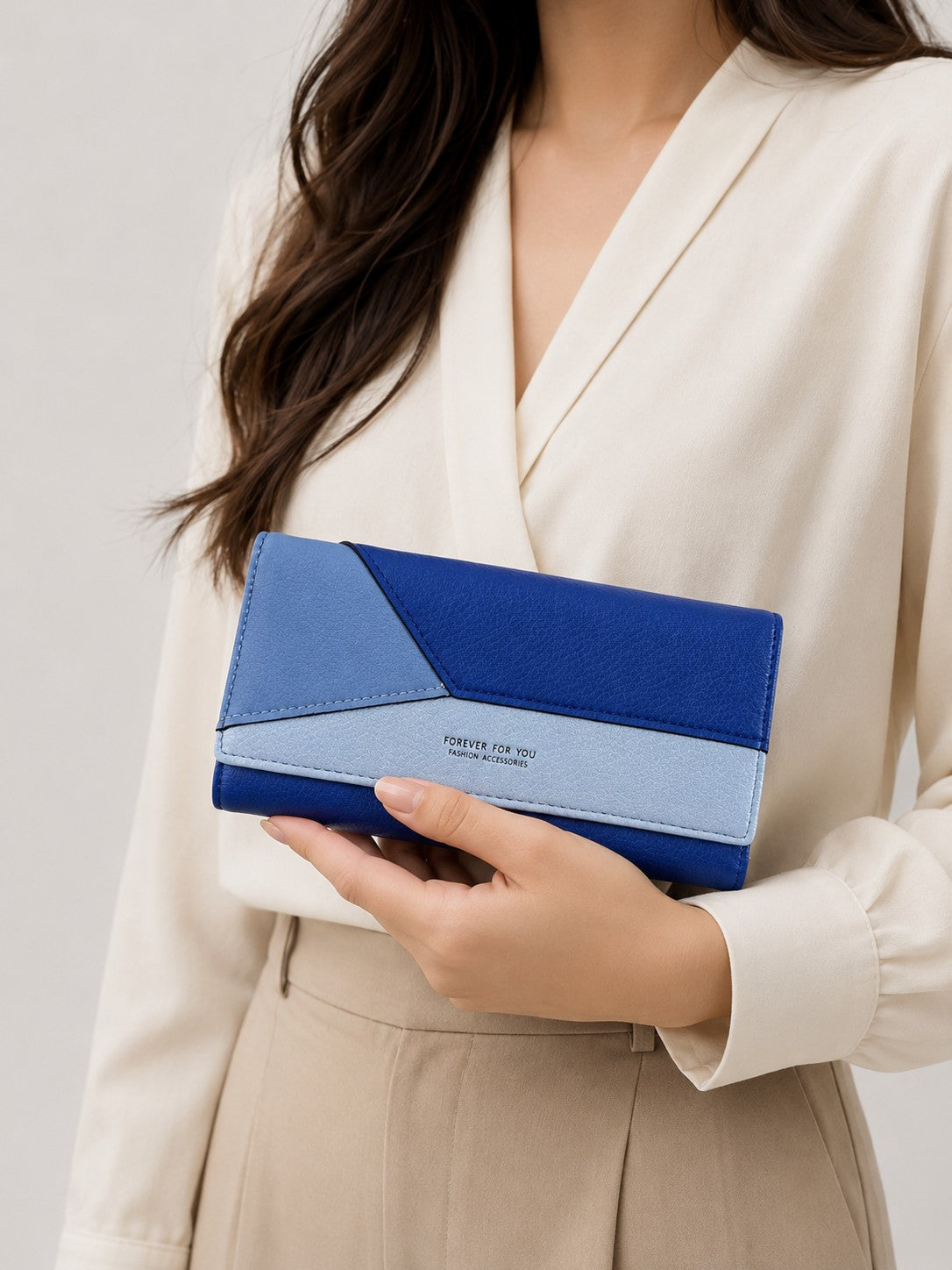 Geometric Chic Trifold Wallet - Blue