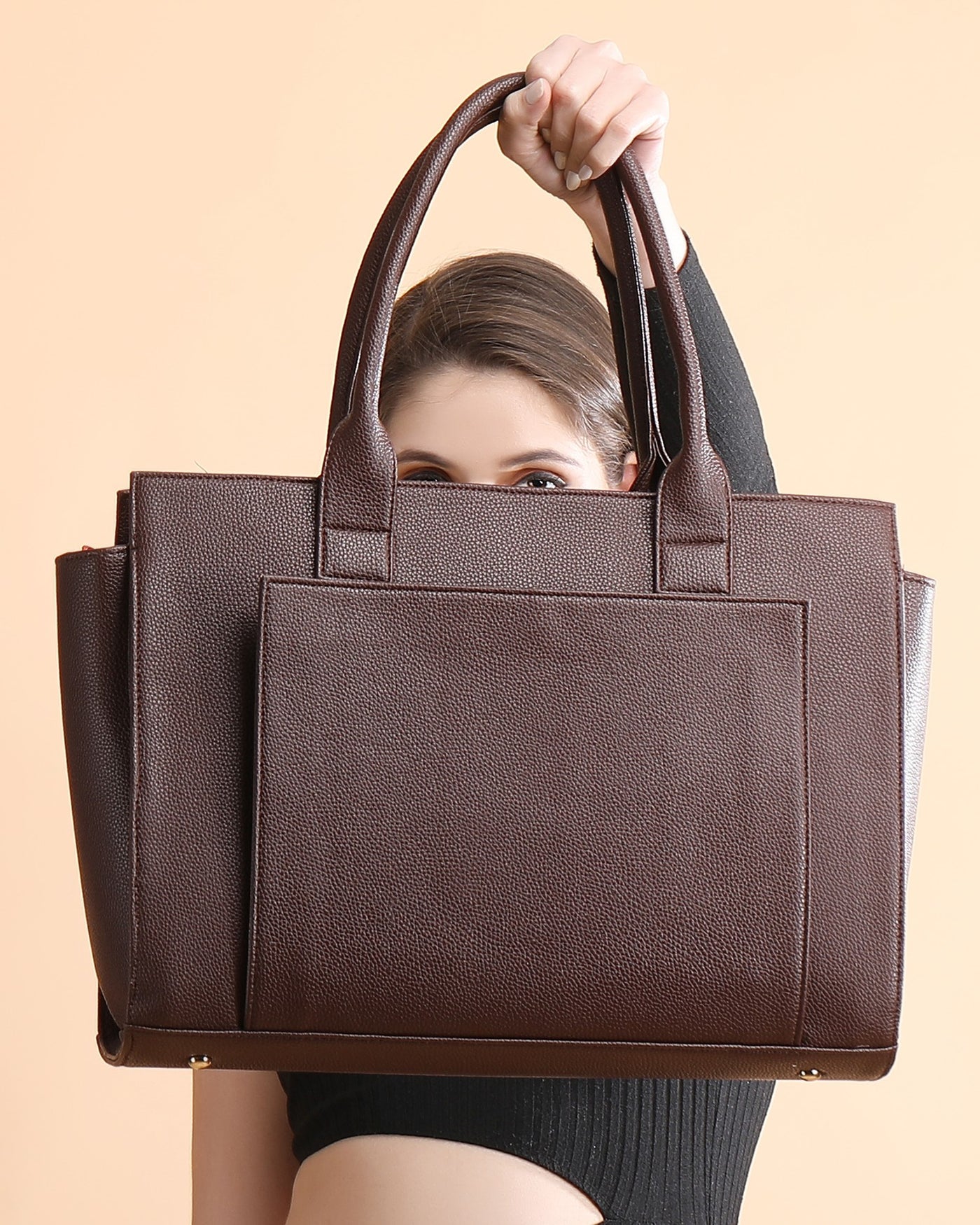 Personalized Elite Laptop Tote Bag - Brown