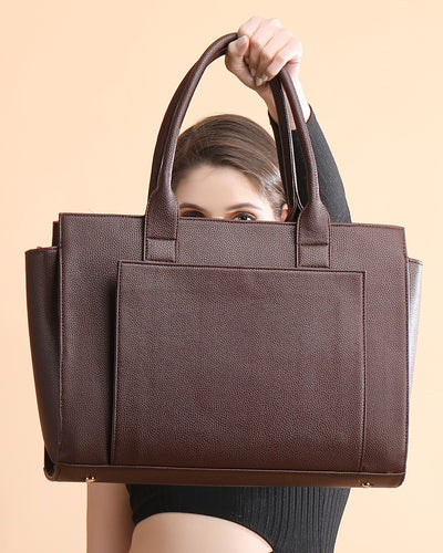 Personalized Elite Laptop Tote Bag - Brown