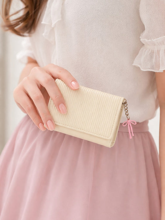 Vertical Stripe Mini Trifold Wallet - Yellow