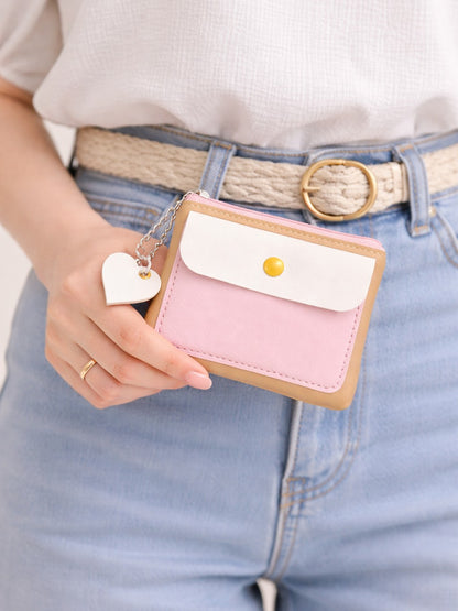 Pastel Pop Charm Mini Wallet - Apricot