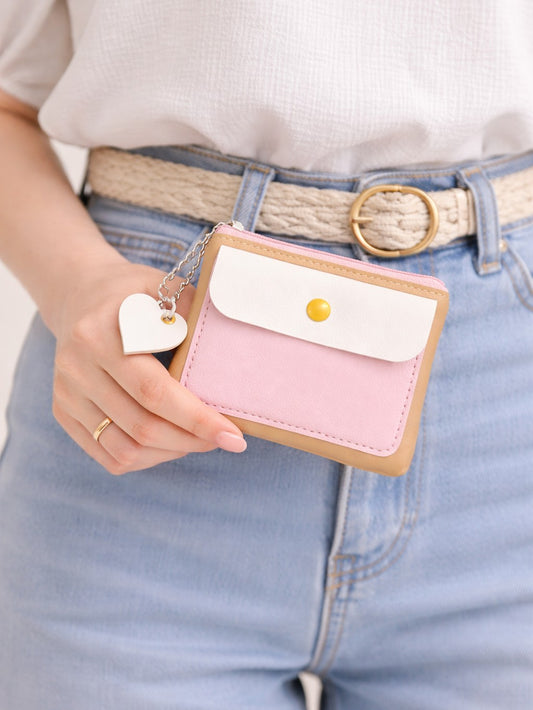 Pastel Pop Charm Mini Wallet - Apricot