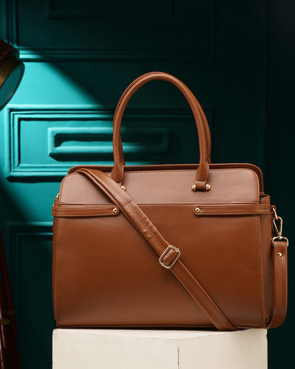 The Ample Laptop Tote Bag - Full Brown