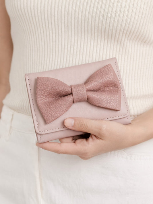 Korean Bow Mini Trifold Wallet - Pink