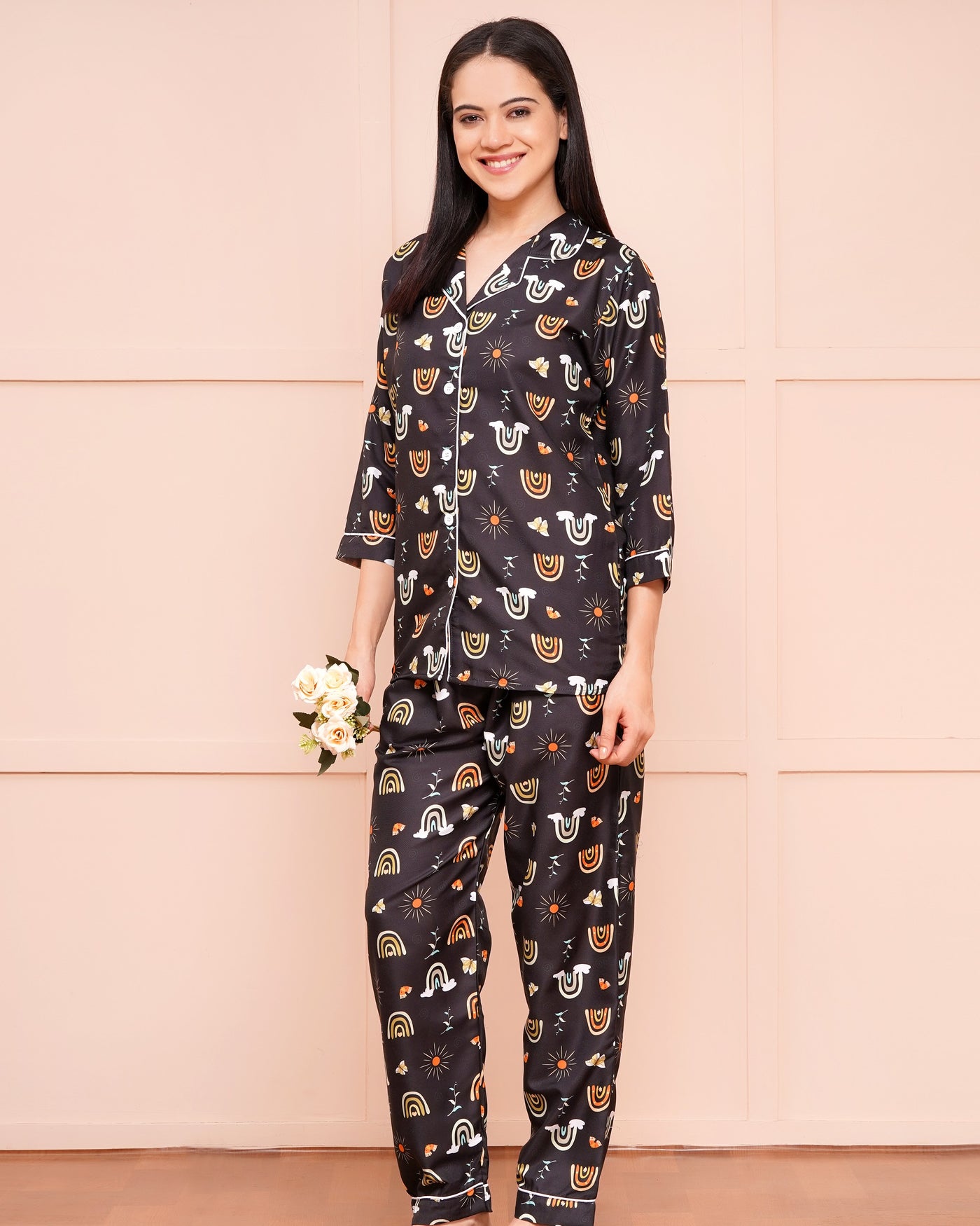 BLACK RAINBOW NIGHT SUIT