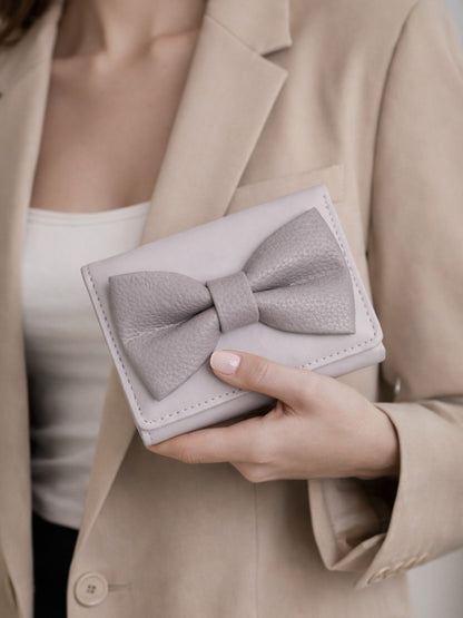 Korean Bow Mini Trifold Wallet - Purple