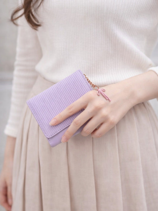 Vertical Stripe Mini Trifold Wallet - Purple