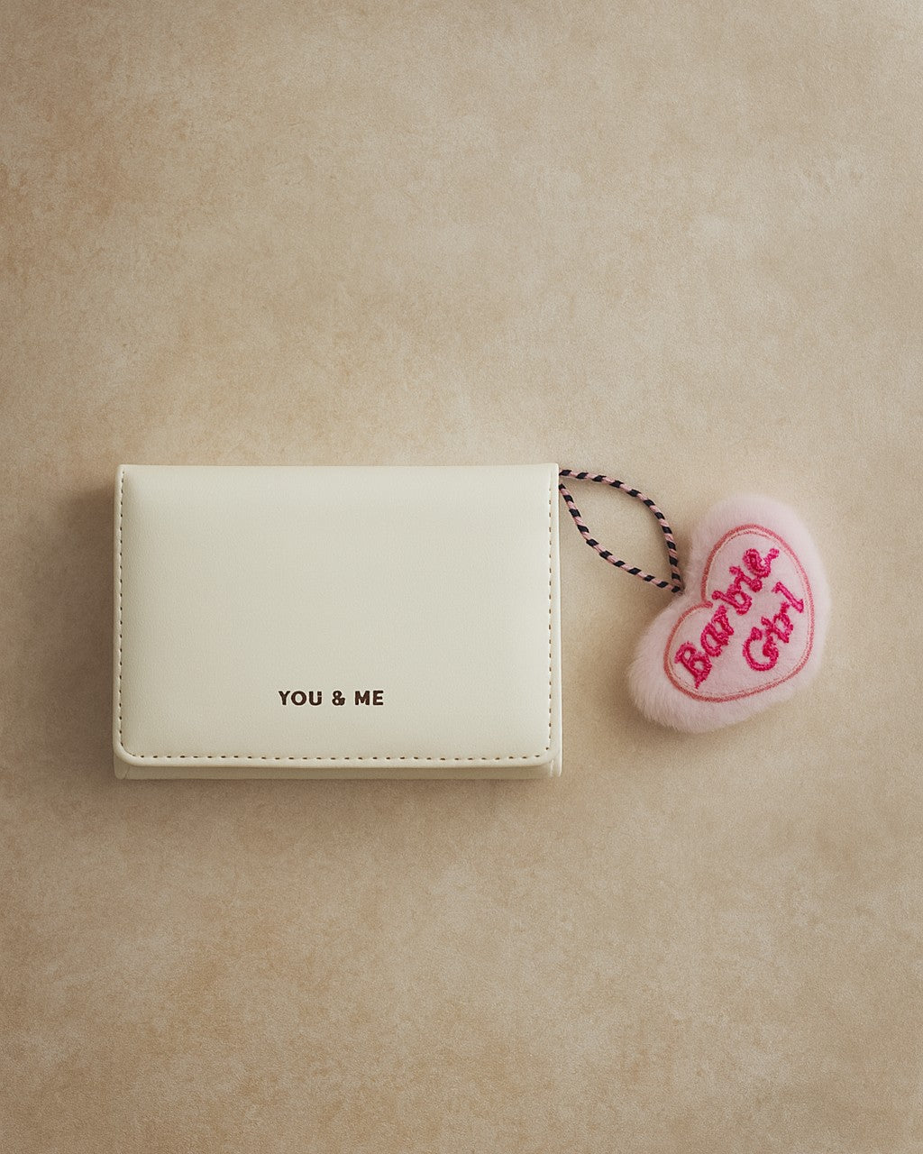 You & Me Mini Trifold Wallet - Beige