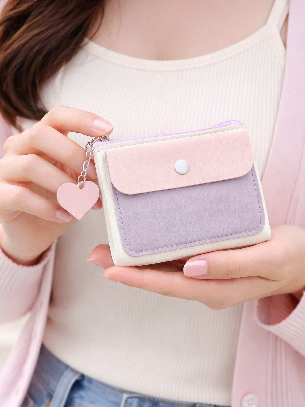 Pastel Pop Charm Mini Wallet - White