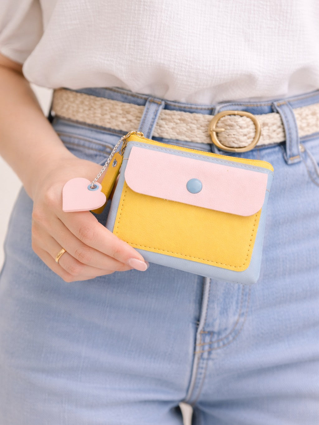 Pastel Pop Charm Mini Wallet - Blue