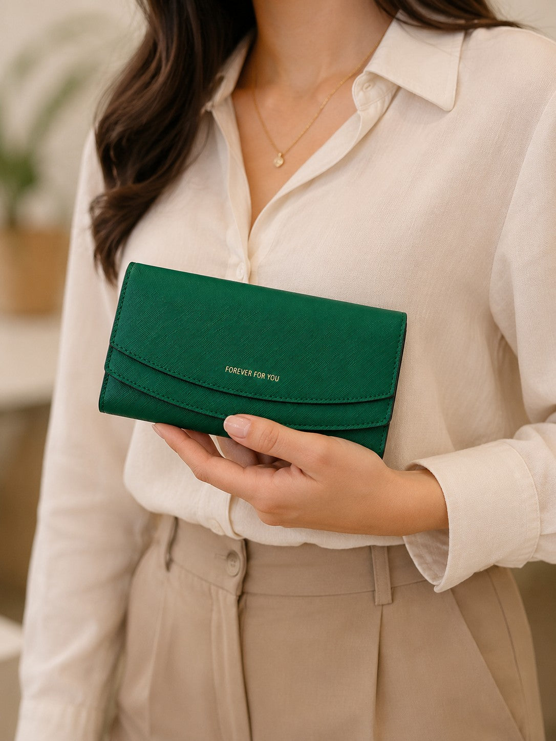 Emerald Green Big Trifold Wallet