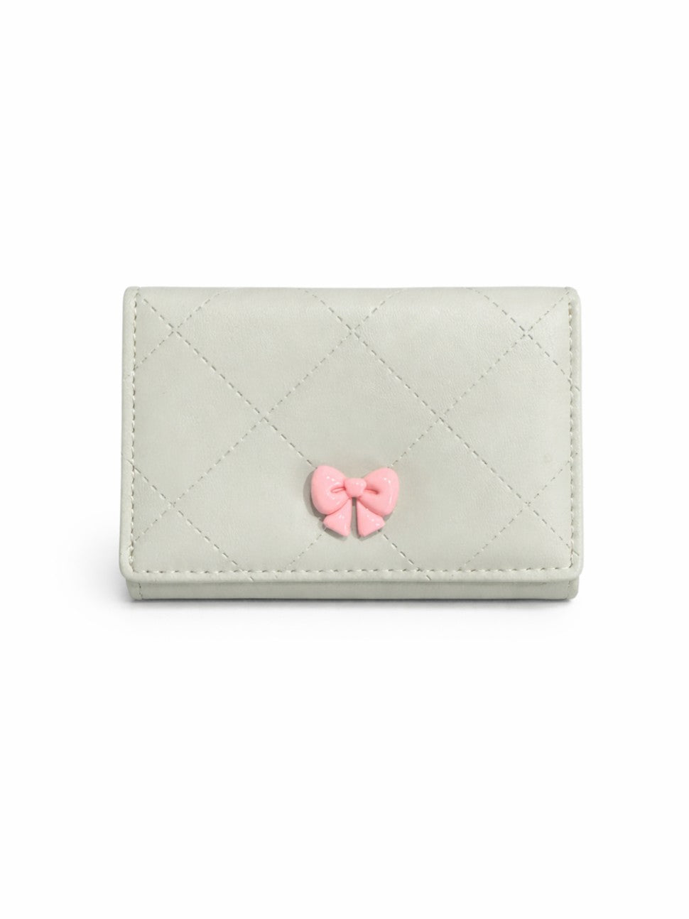 Checked Mini Bow Trifold Wallet - Green