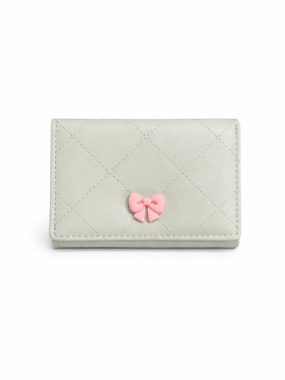 Checked Mini Bow Trifold Wallet - Green