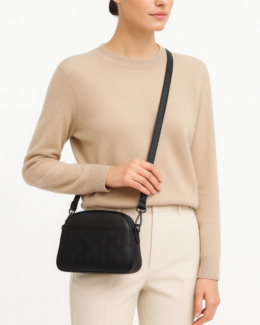 Black Checked Classic Sling Bag