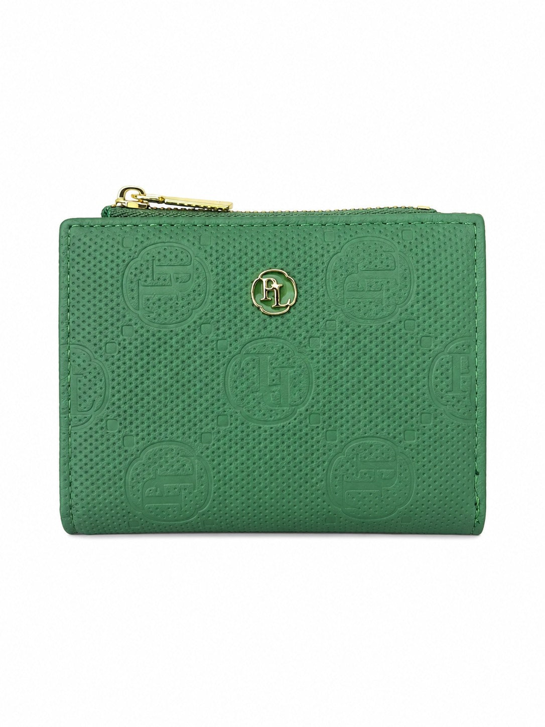 Green PL Embossed Twofold Medium Wallet