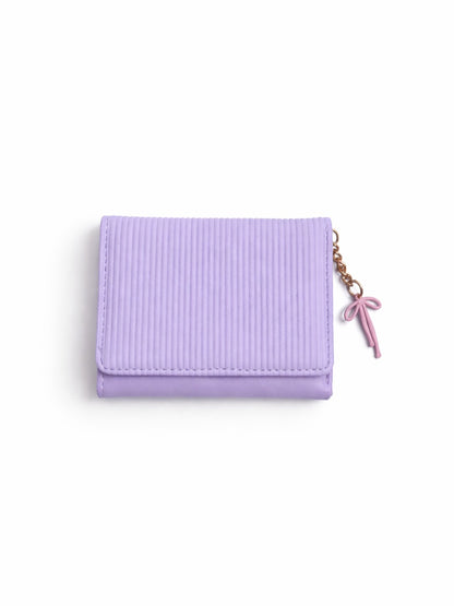 Vertical Stripe Mini Trifold Wallet - Purple