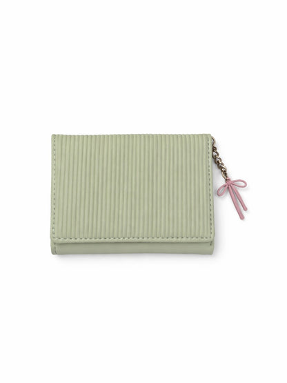Vertical Stripe Mini Trifold Wallet - Green