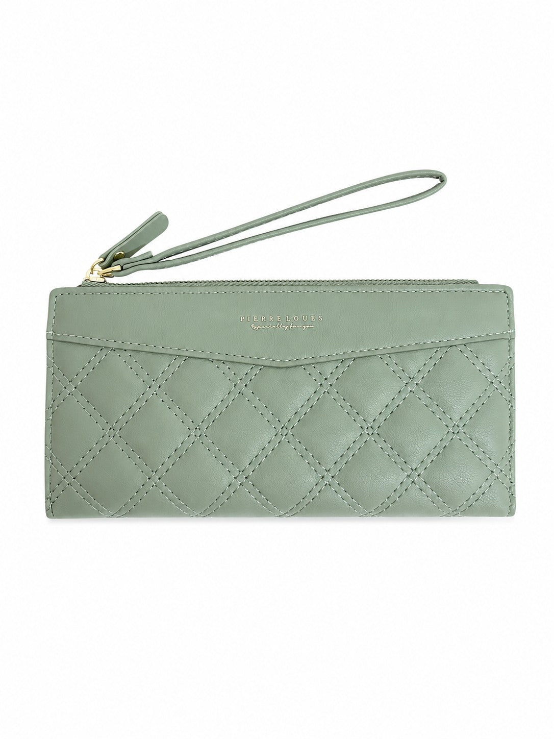 Quilted Green Twofold Wallet