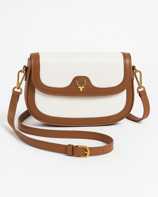 Deer 2 Compartment Sling Bag - White