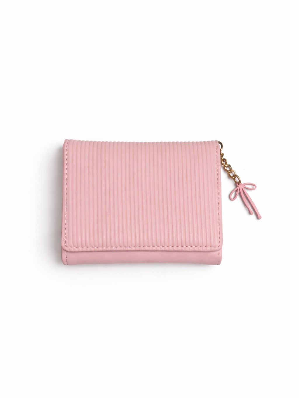 Vertical Stripe Mini Trifold Wallet - Pink