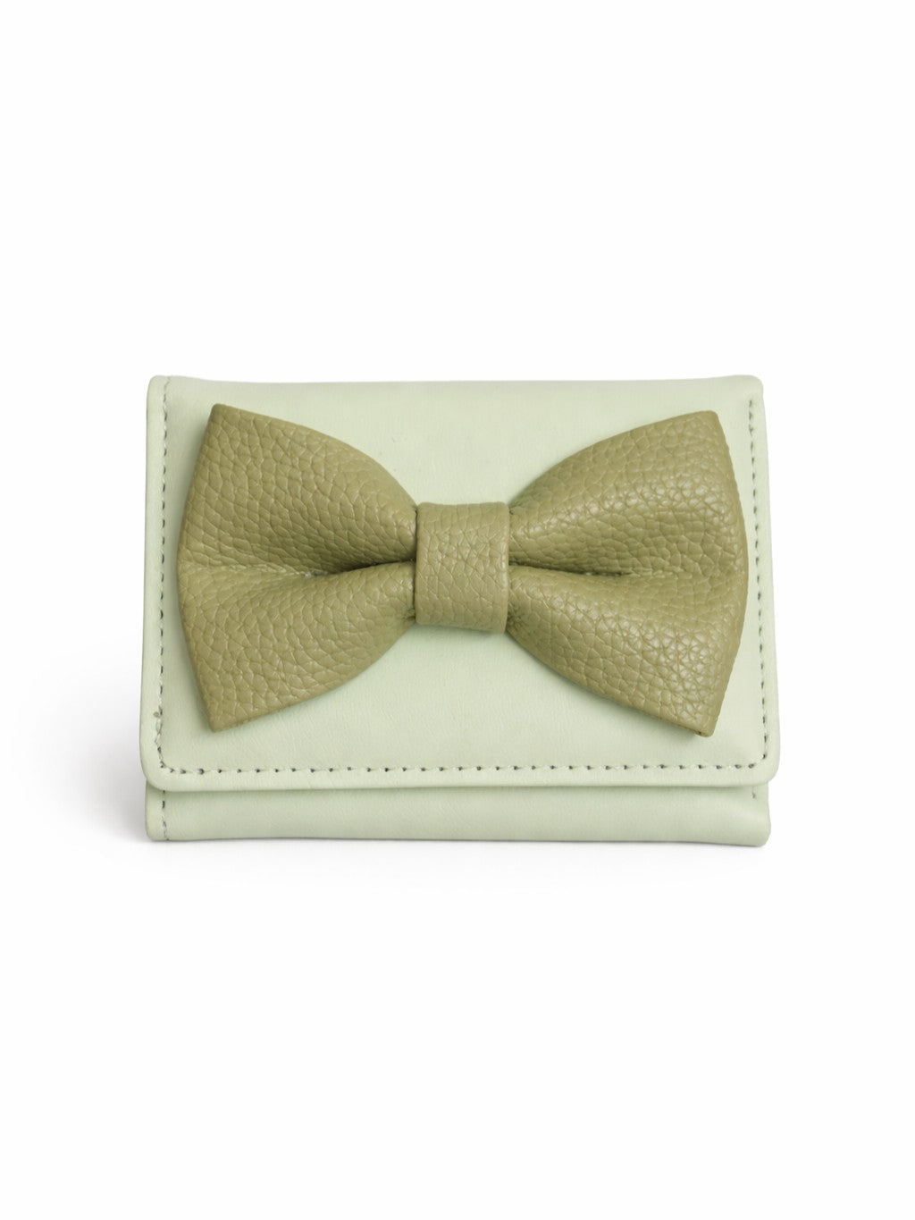 Korean Bow Mini Trifold Wallet - Green