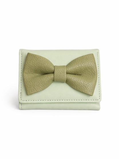 Korean Bow Mini Trifold Wallet - Green