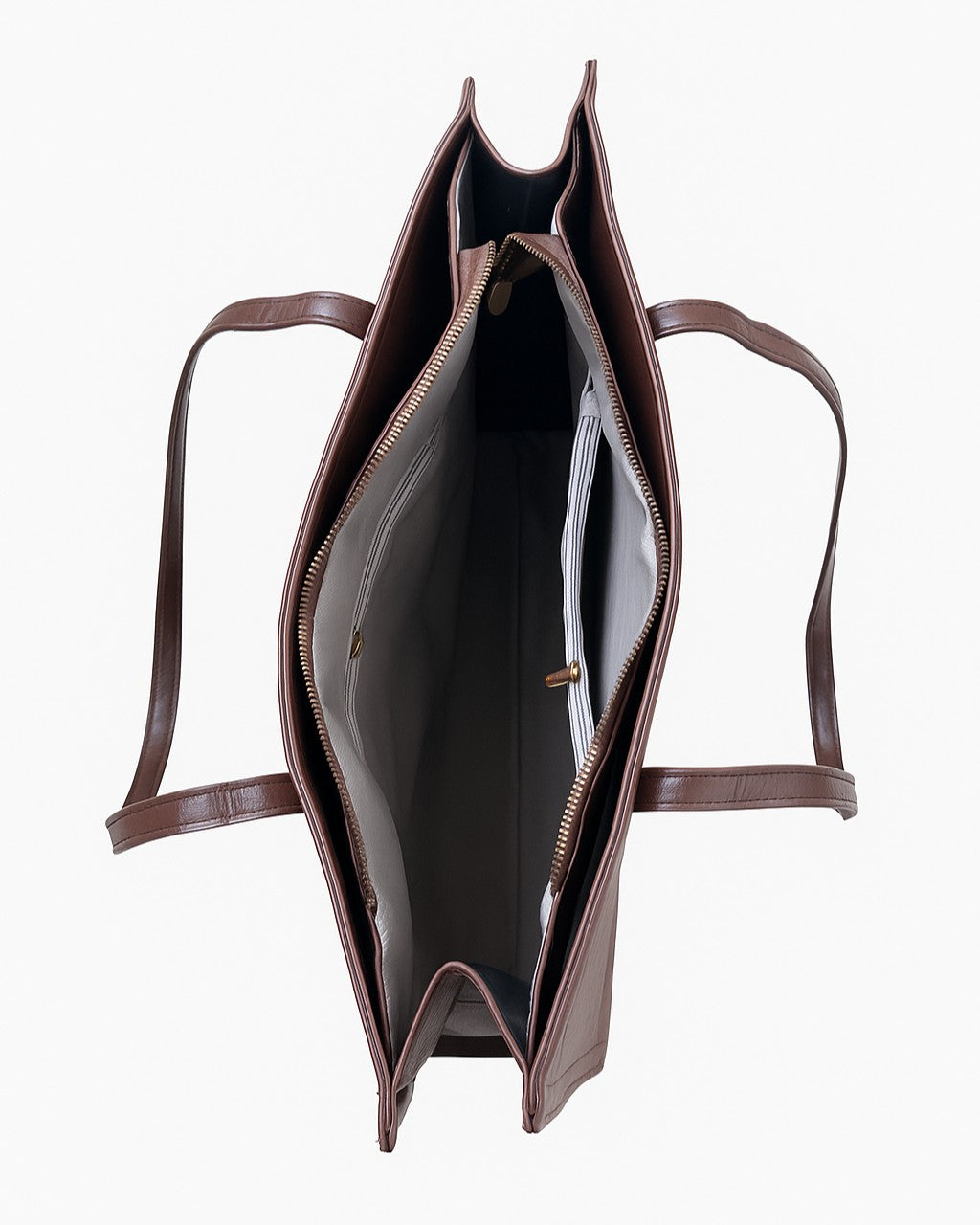 Premium 3 Compartment Tote Bag - Brown