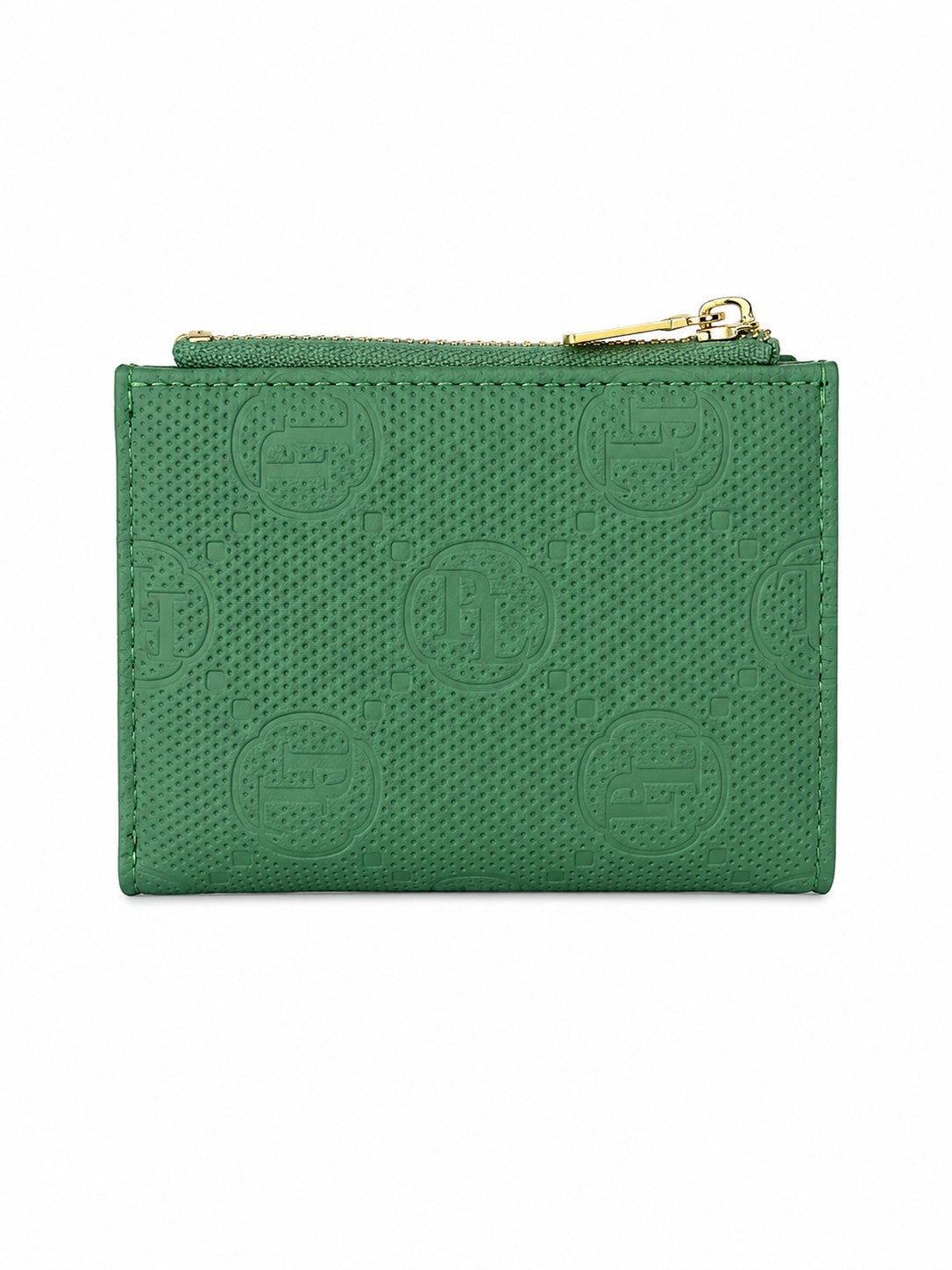 Green PL Embossed Twofold Medium Wallet