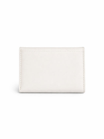 Checked Mini Bow Trifold Wallet - Off White